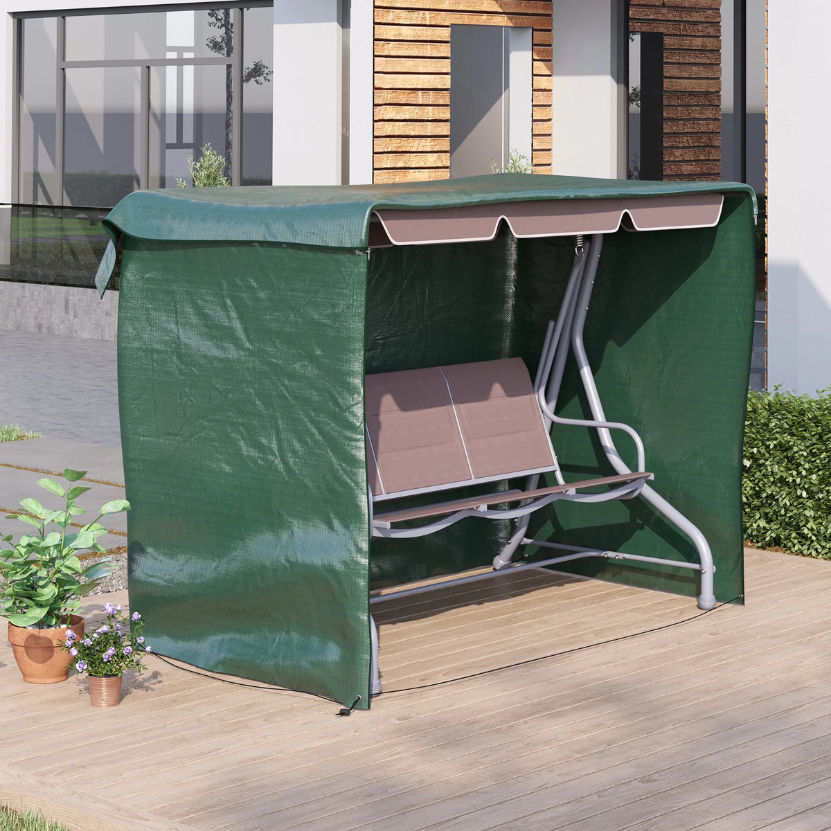 3 Seater Swing Chair Cover 215 x 155 x 150cm, Heavy Duty PE Garden Cover