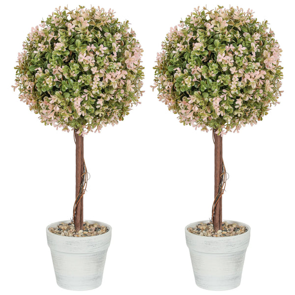 Set of 2 Artificial Murraya Plants with Pots, UV-Protected Faux Plants, 60 cm, Cream White