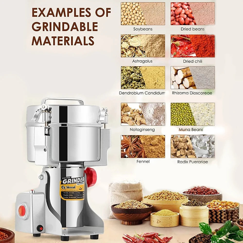 Electric Grain Grinder High Speed Spice Mill 2400W–4200W Commercial Powder Machine