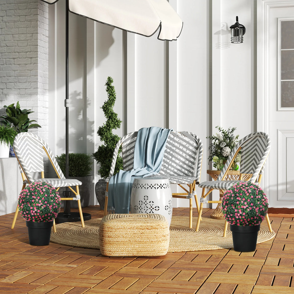 Set of 2 Artificial Topiary Balls Indoor Outdoor Faux Boxwood Balls
