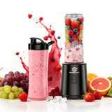 Double Cup 600ml Portable Electric Blender 4000mAh with Ice Crush Function Stainless Steel Blades for Smoothies and Juices