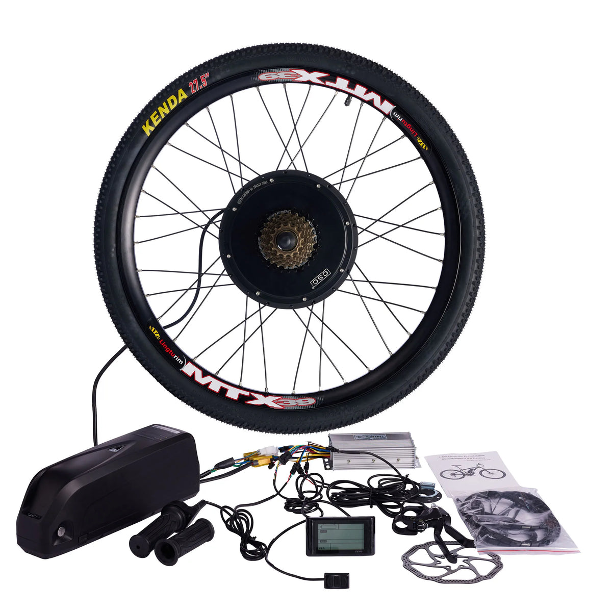 48V 1000W or 1500W Rear Wheel E-Bike Conversion Kit with Optional 48V 25Ah Battery, 26", 27.5" and 29"