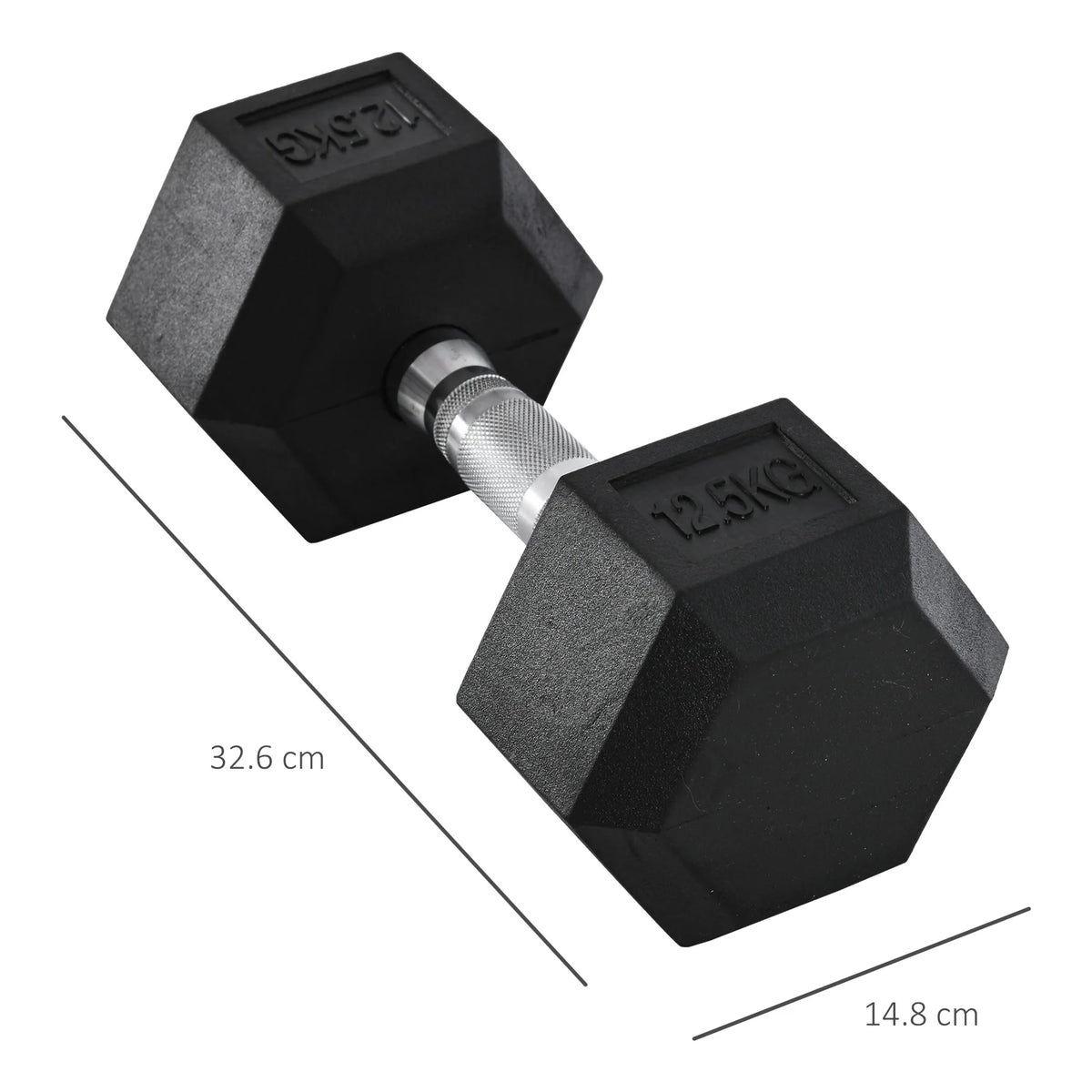 12.5kg Single Rubber Hex Dumbbell, Portable Hand Weight for Home Gym Workout & Fitness Training