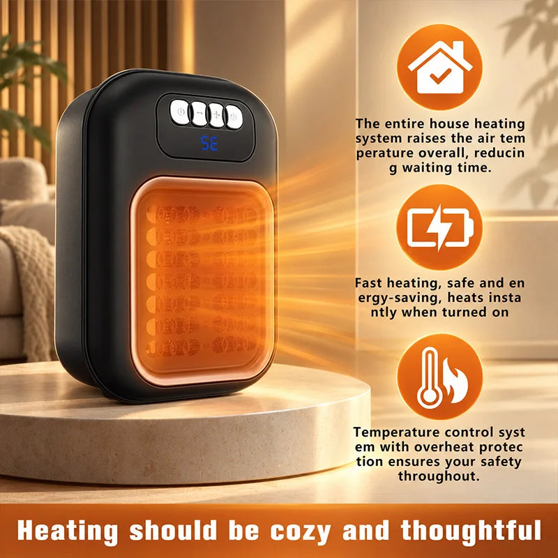 Portable Wall Plug-in Heater, Compact Warm Air Fan Heater, UK Plug