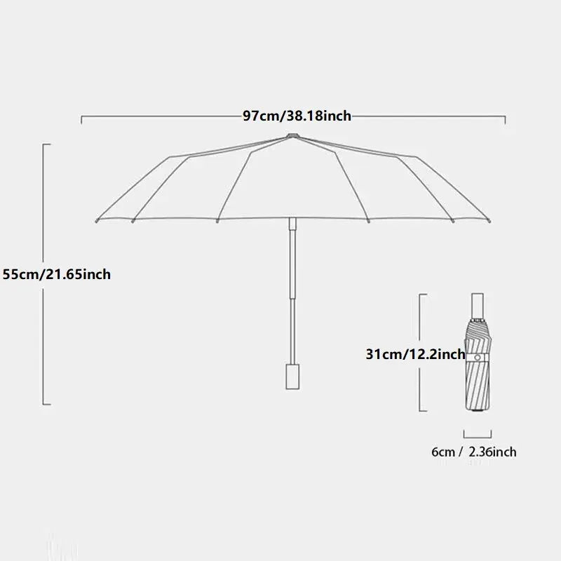 UPF 50+ Automatic Folding Umbrella, Compact Sun and Rain Travel Umbrella, Black