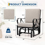 Porch Glider Rocking Chair 330lbs Heavy Duty Steel Frame Thick Cushion Ergonomic for Garden Patio Yard Lawn