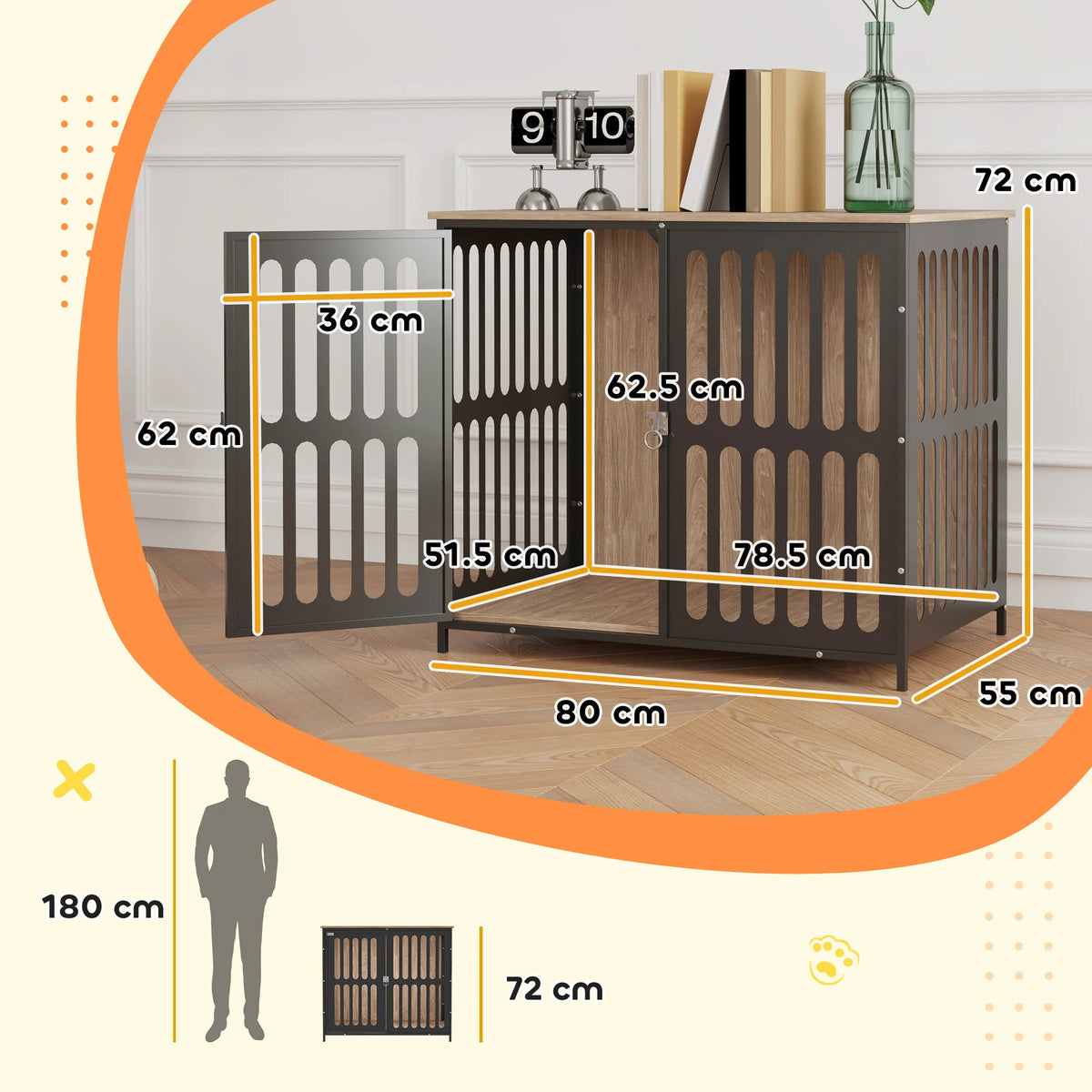 Dog Crate Furniture with Anti-Chew Resistant Mesh for Medium Dogs