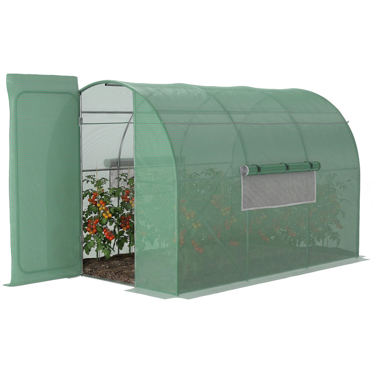 Reinforced Steel Walk-In Polytunnel Greenhouse with Door and Windows 3 X 2m