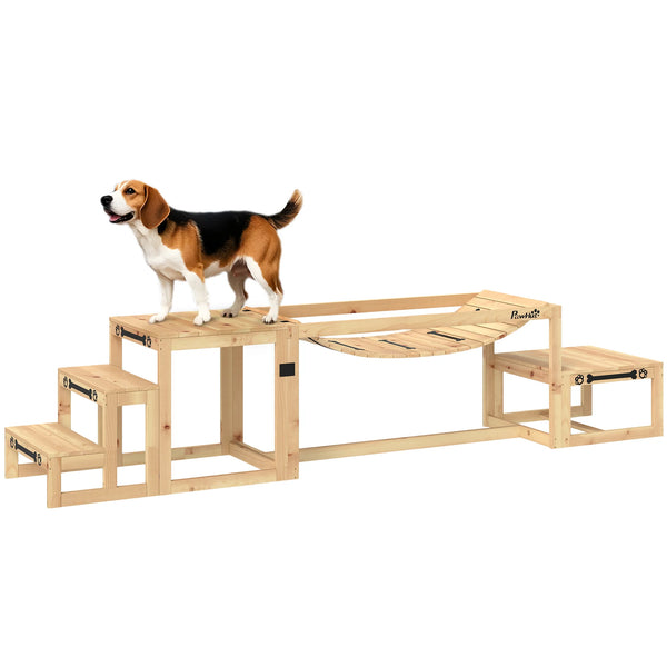 3-Piece Wooden Dog Agility Set with Bridge, Platform and Stairs