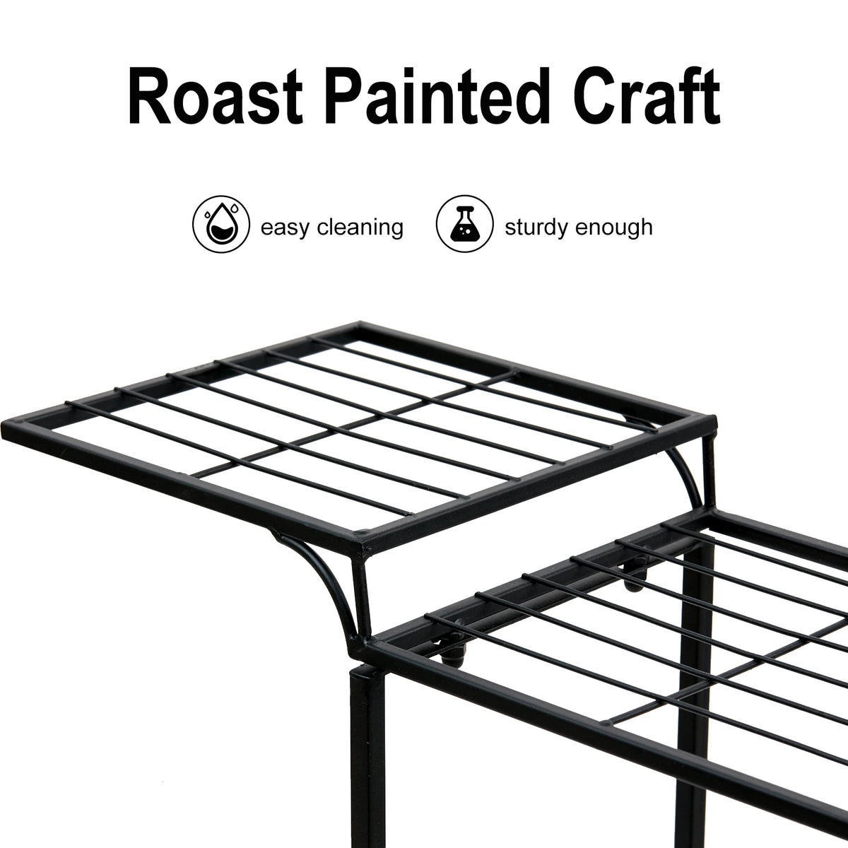 Metal Garden Cart Plant Stand 82x70.5cm Parisian Style 6 Tier Flower Display Rack for Indoor Outdoor Black