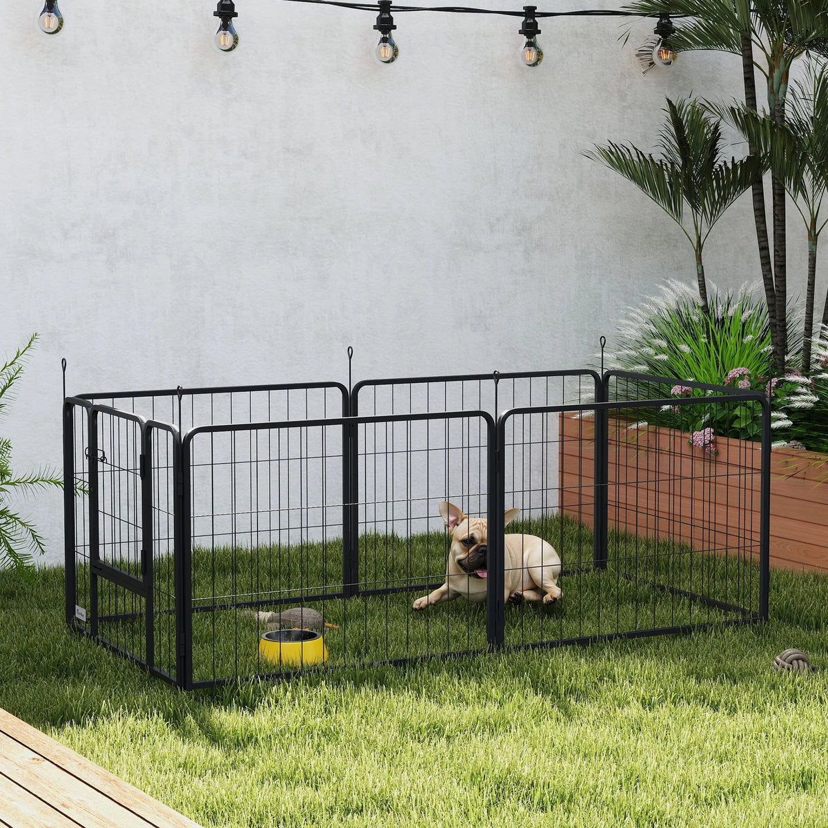 Dog Playpen, 6 Panels Puppy Pen, 60cm High, Black