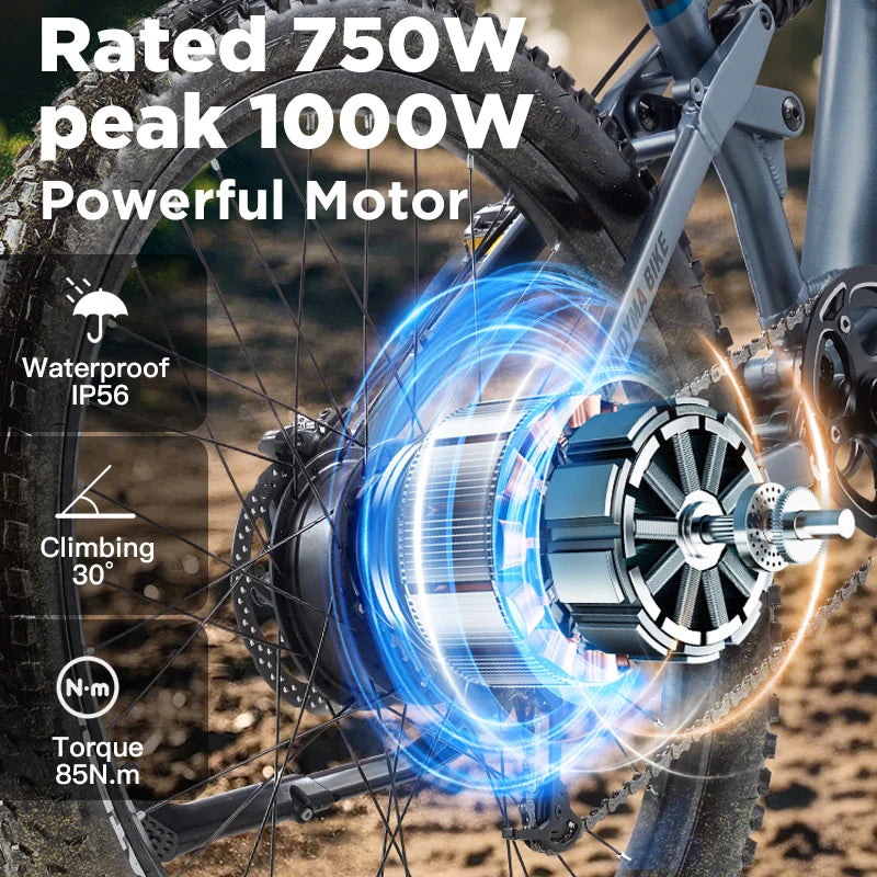 K01 27.5 Inch Electric Bike with 48V 20Ah Battery and Hydraulic Brakes for Commuting and Trails