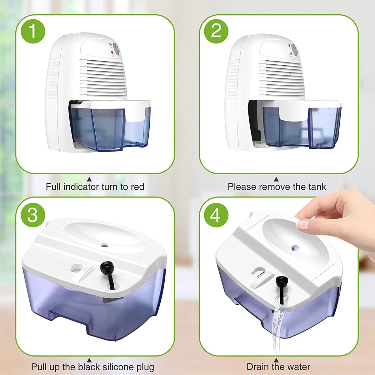 Mini Electric Dehumidifier with 500ml Tank, Quiet Moisture Absorber for Small Rooms