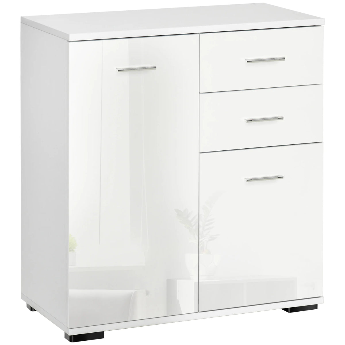 High Gloss Sideboard Cabinet with 2 Doors and 2 Drawers