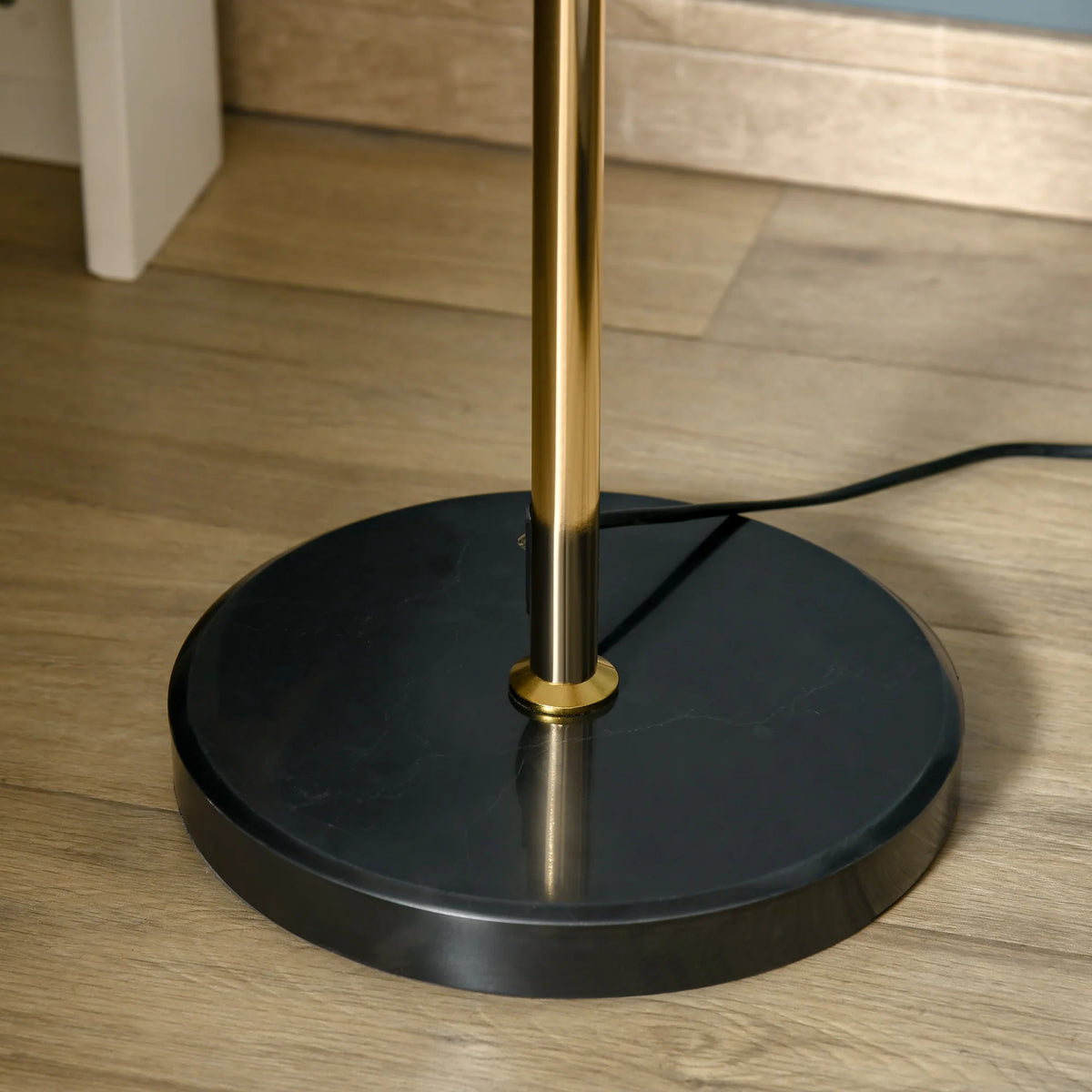 Dandelion Crystal Floor Lamp with Marble Base and Foot Switch, Gold Tone