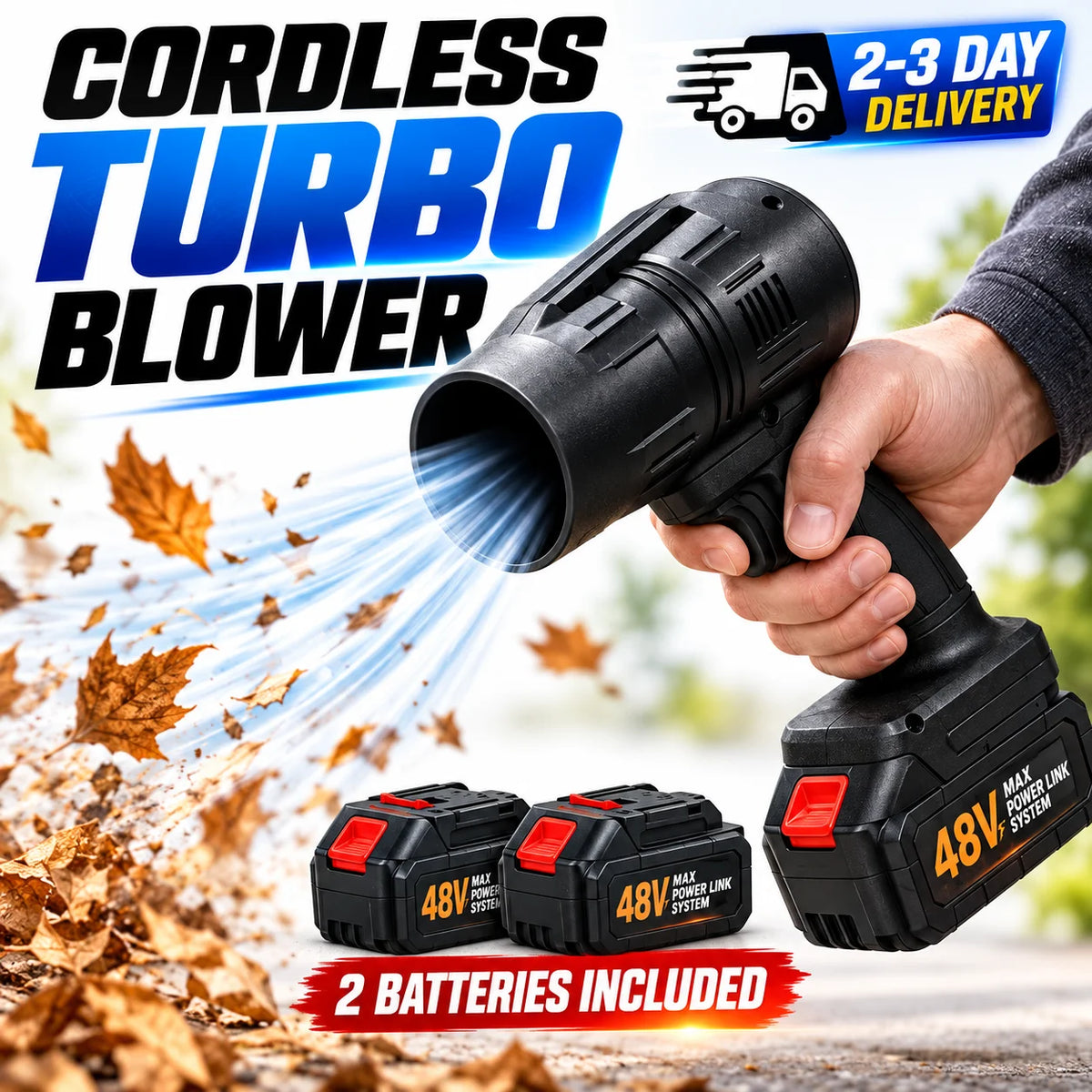 Cordless Handheld Turbo Air Blower with 2 Batteries and Charger