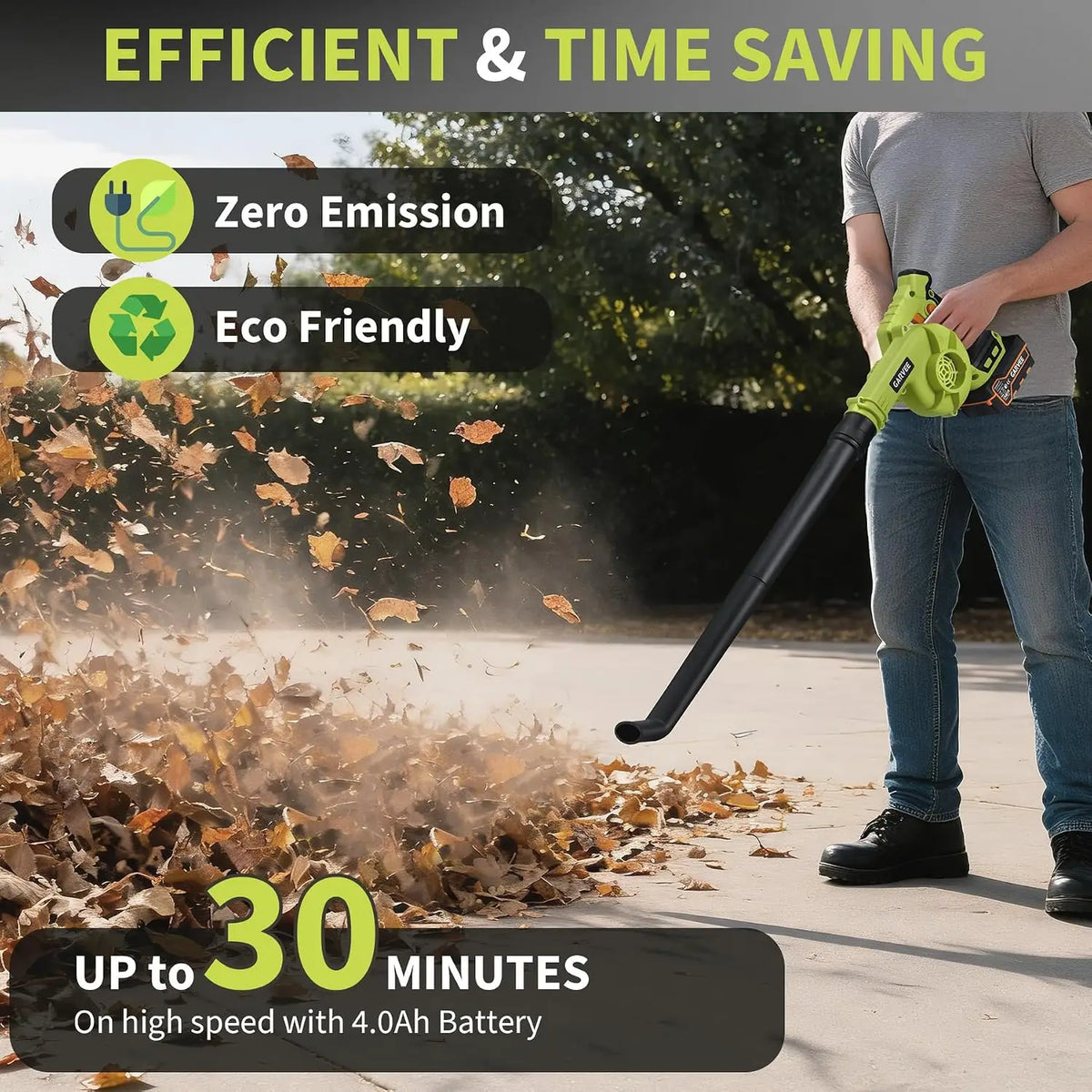 20V Brushless Cordless Leaf Blower with 4.0Ah Battery and Fast Charger