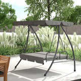 2-in-1 Swing Chair Lounger 3 Seater Garden Swing Seat Convertible Hammock Bed with Canopy and Cushions