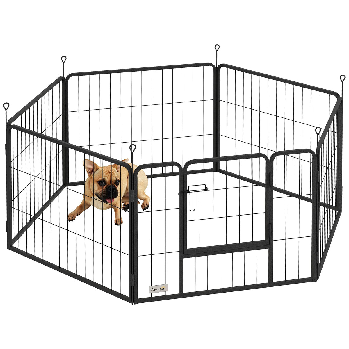Dog Playpen, 6 Panels Puppy Pen, 60cm High, Black