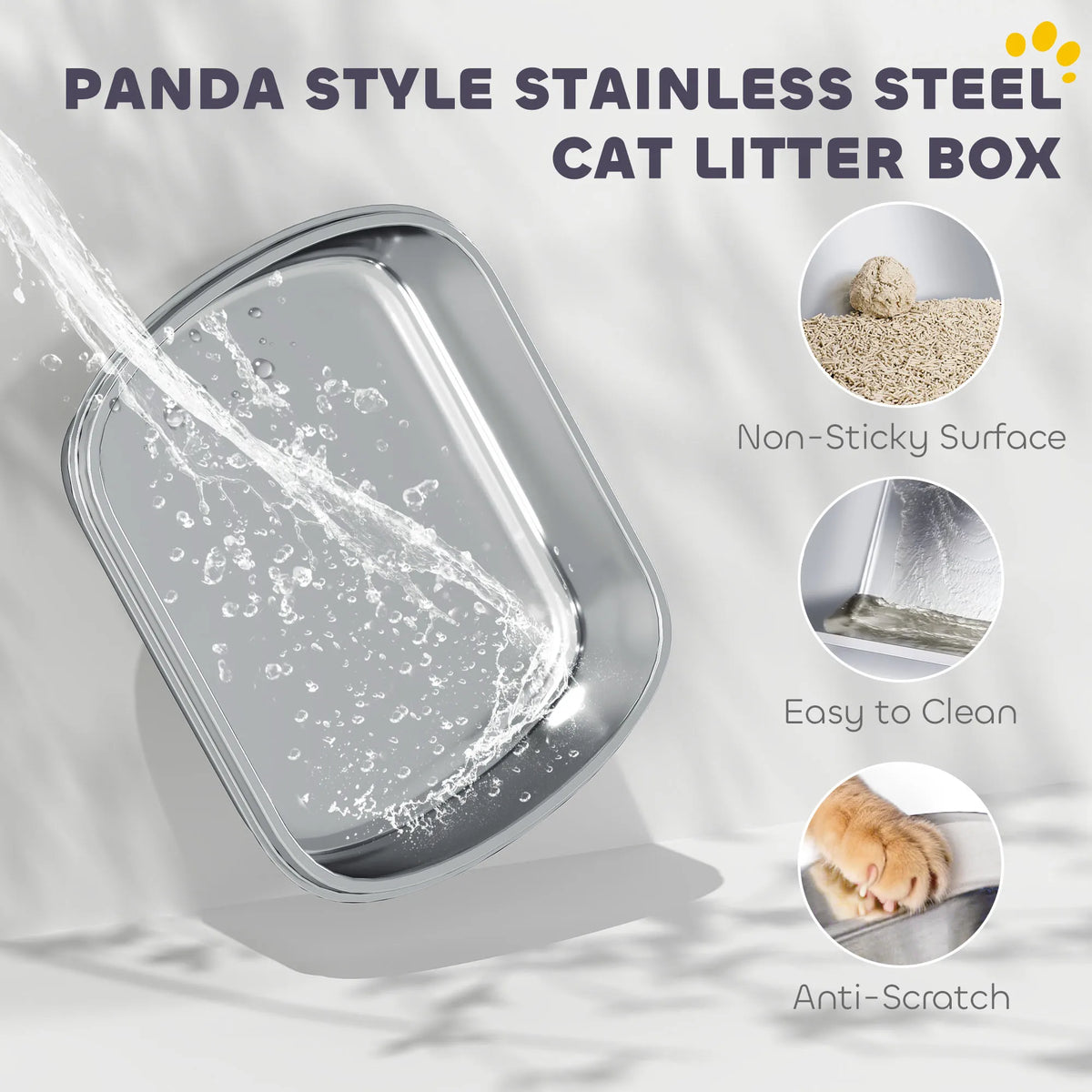 XL Cat Litter Box with Panda Design & Flip-Top Lid