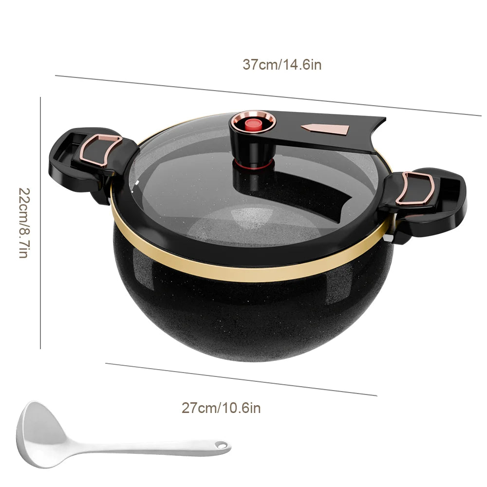 7L Enamelled Cast Iron Stew Pot with Glass Lid and Pressure Release Valve, 27cm