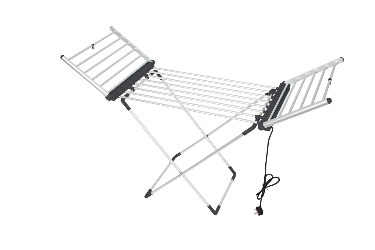 XL Heated Clothes Airer with Timer, Foldable Winged Electric Airer