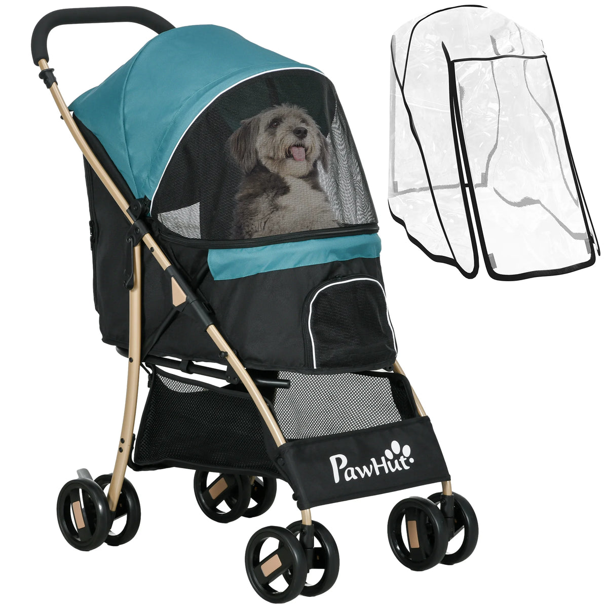 Three level adjustable canopy on a dog pram