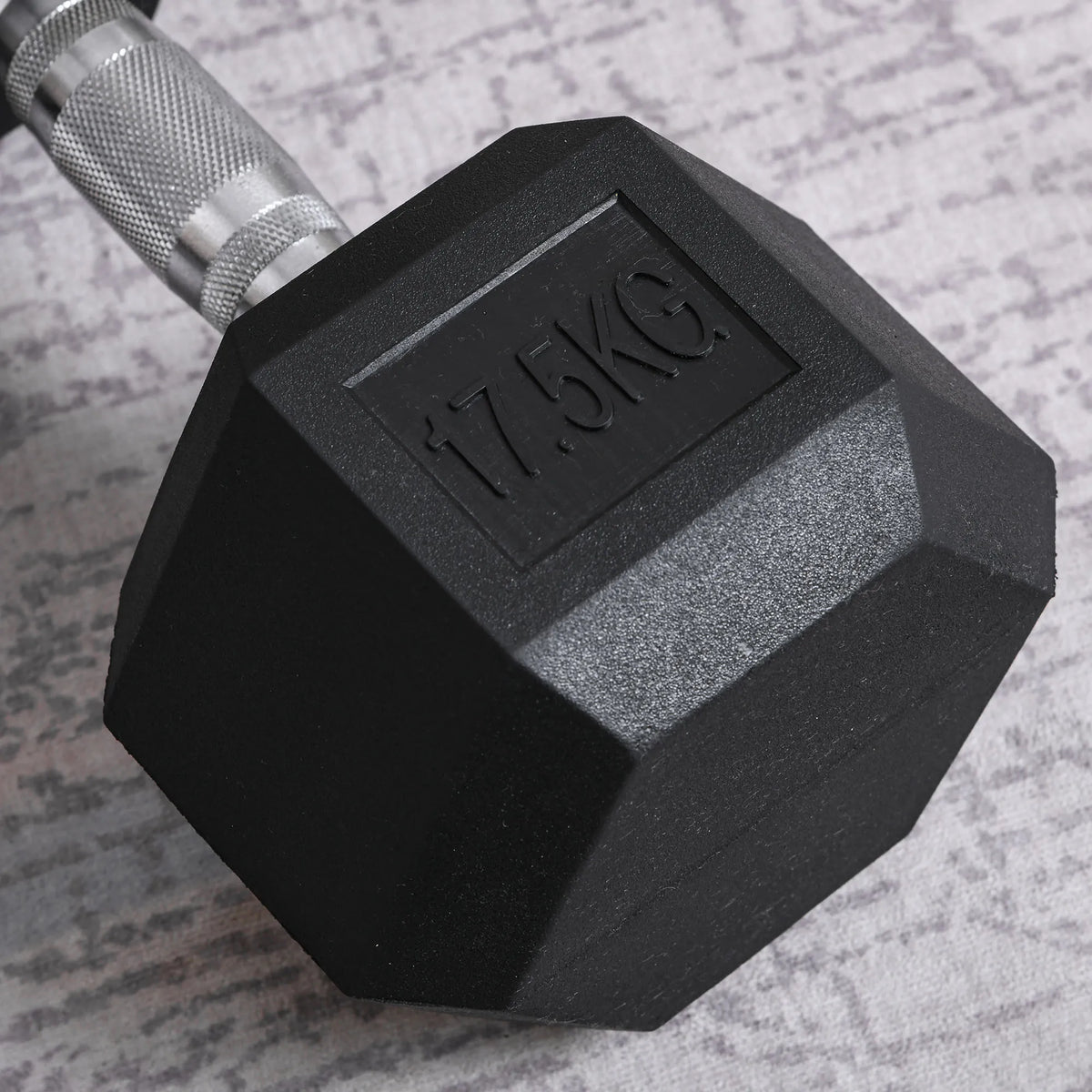 17.5kg Single Rubber Hex Dumbbell, Portable Hand Weight for Home Gym