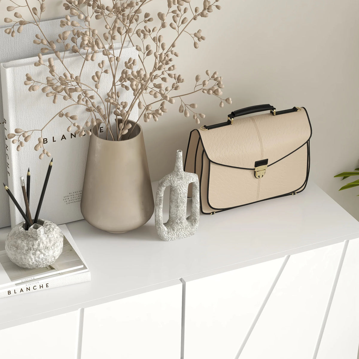 Narrow Shoe Storage Cabinet with Soft-Close Doors and Adjustable Shelves, High Gloss White