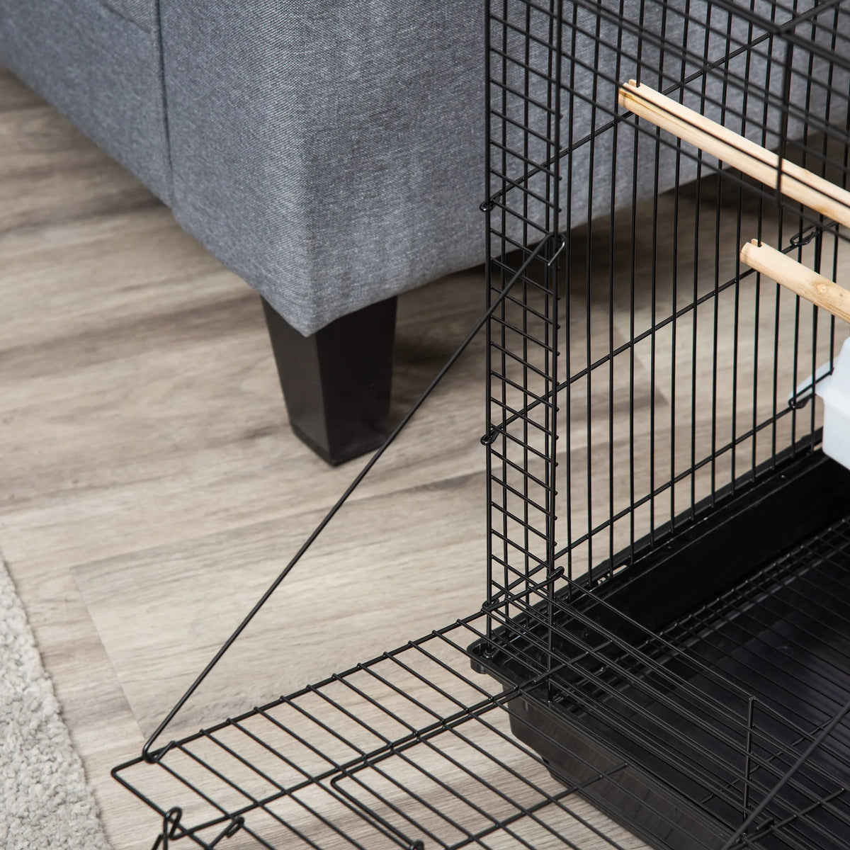 59cm Bird Cage with Openable Top, Stand, Tray, Handles and Feeding Bowls