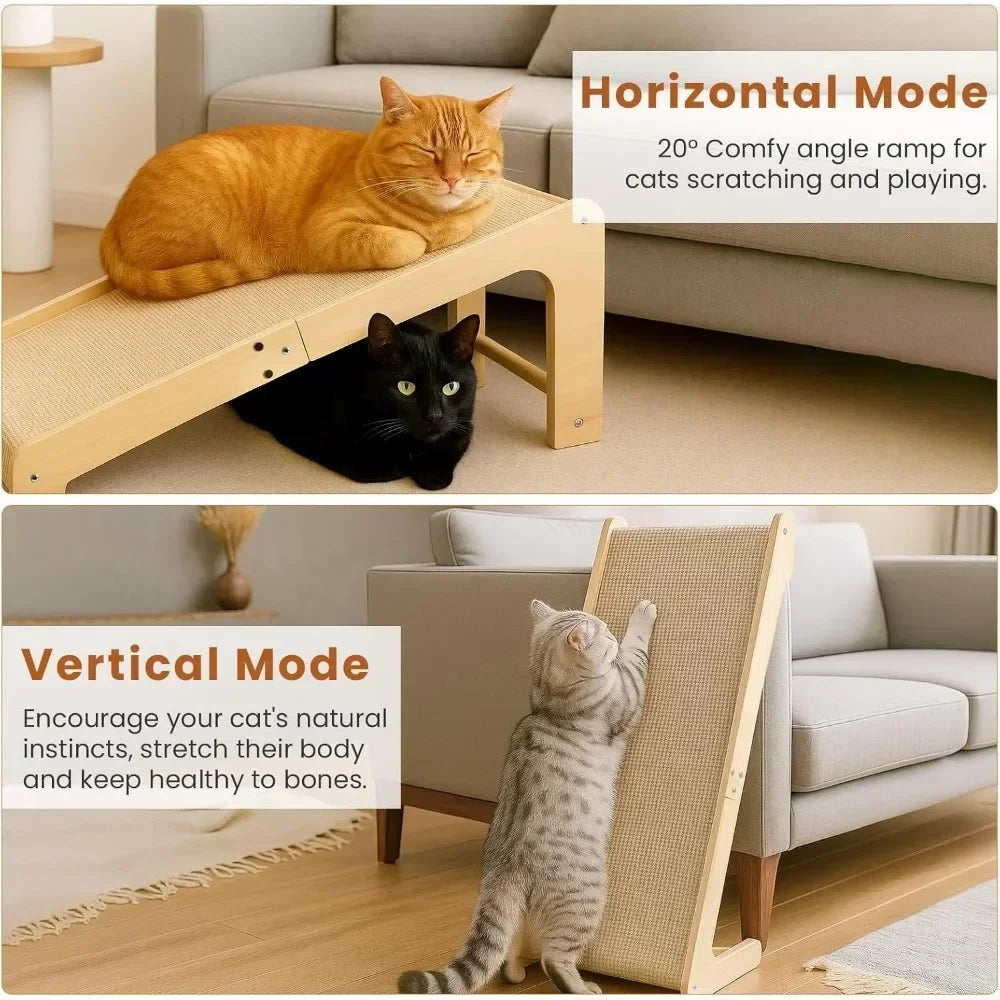 L Shaped Sisal Cat Scratcher 69cm Dual Use Scratch Pad and Lounger for Indoor Cats Playing and Relaxing