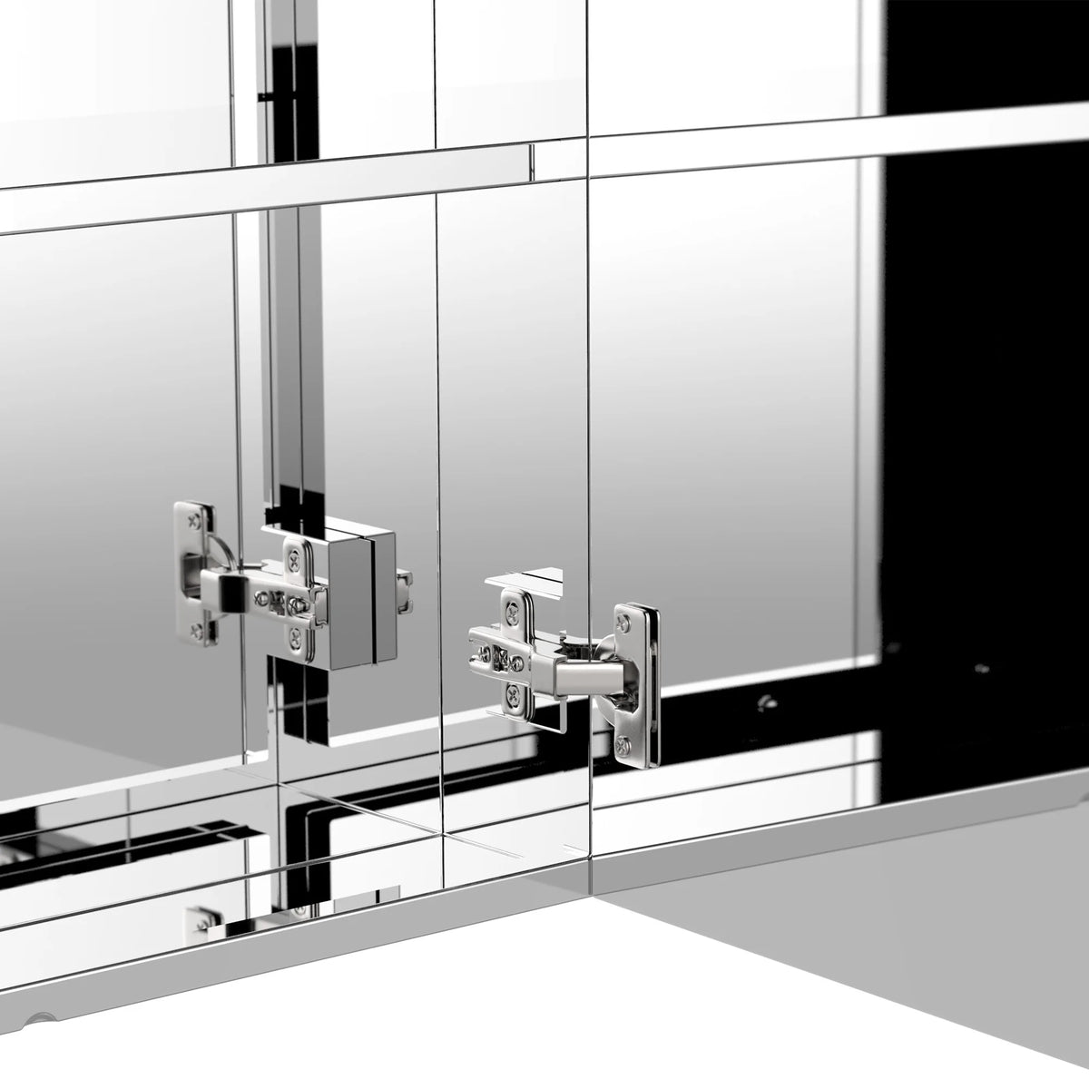 Stainless Steel Bathroom Mirror Cabinet, Double Door Wall Mounted, 60 x 55 x 12 cm
