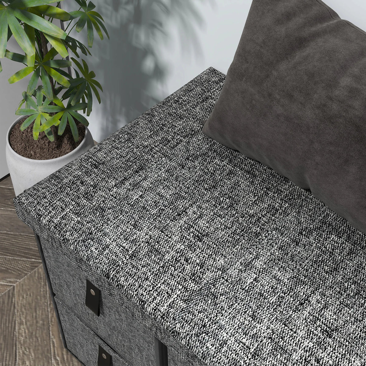 Shoe Bench with 6 Fabric Drawers Padded Seat 76.5x38x38cm Linen Look MDF 120kg Capacity Dark Grey