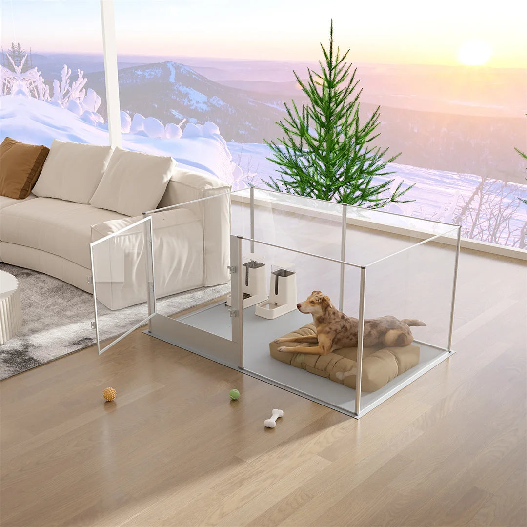 BINGOPAW Acrylic Pet Whelping Pen 6-10 Panels Multiple Sizes Clear Playpen Fence for Guinea Pigs Rabbits Small Animals