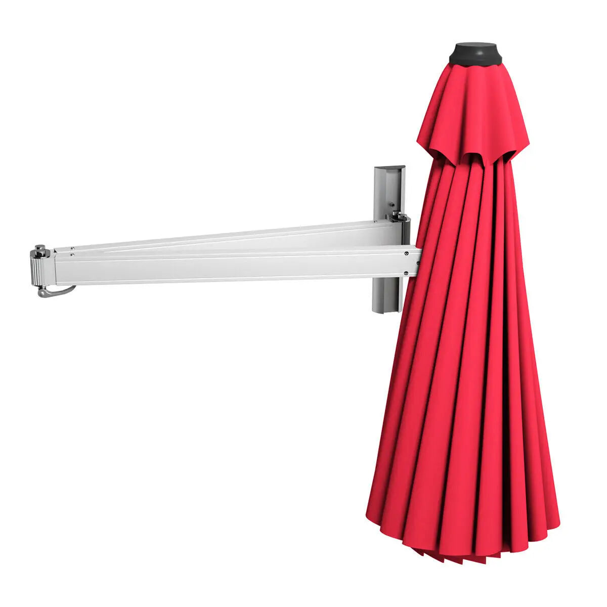 Wall Mounted Cantilever Umbrella, Garden Patio Tilting Sunshade Parasol, Red