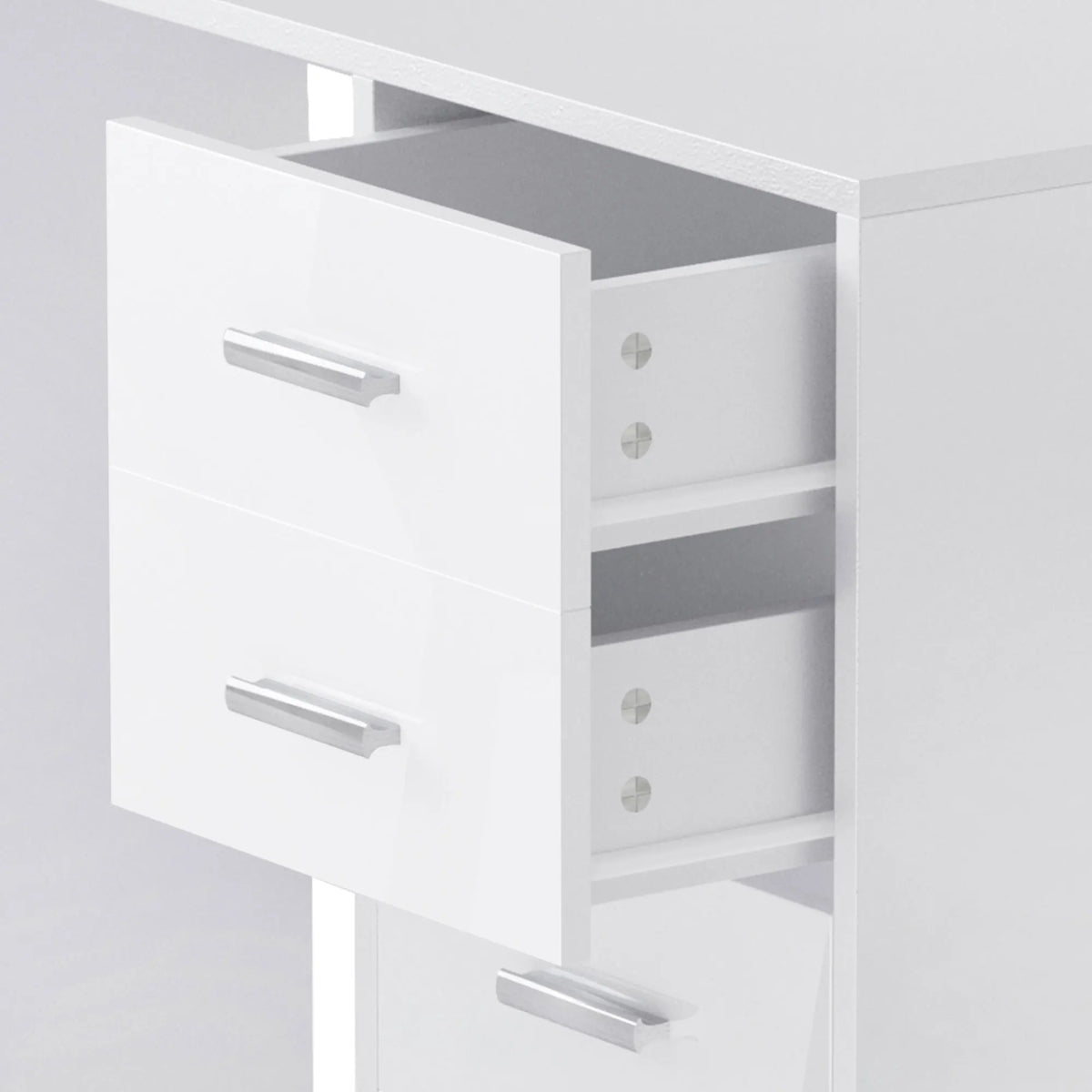 Computer Writing Desk with 4 Drawers, High Gloss Home Office Workstation