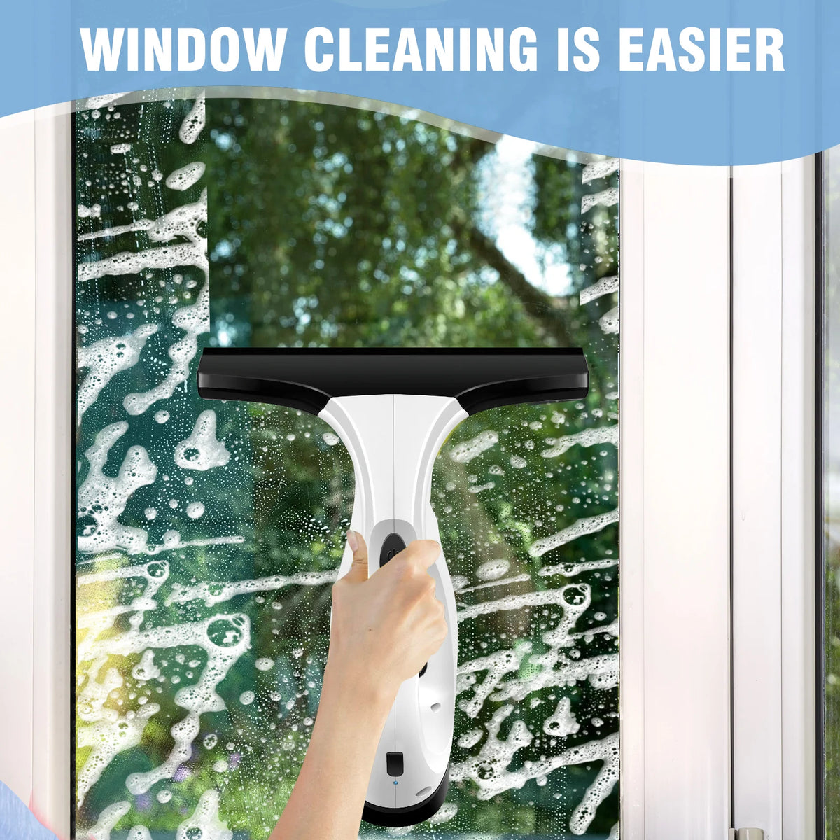 Cordless Window Vacuum Cleaner Rechargeable Squeegee 28cm Streak Free Glass Cleaner