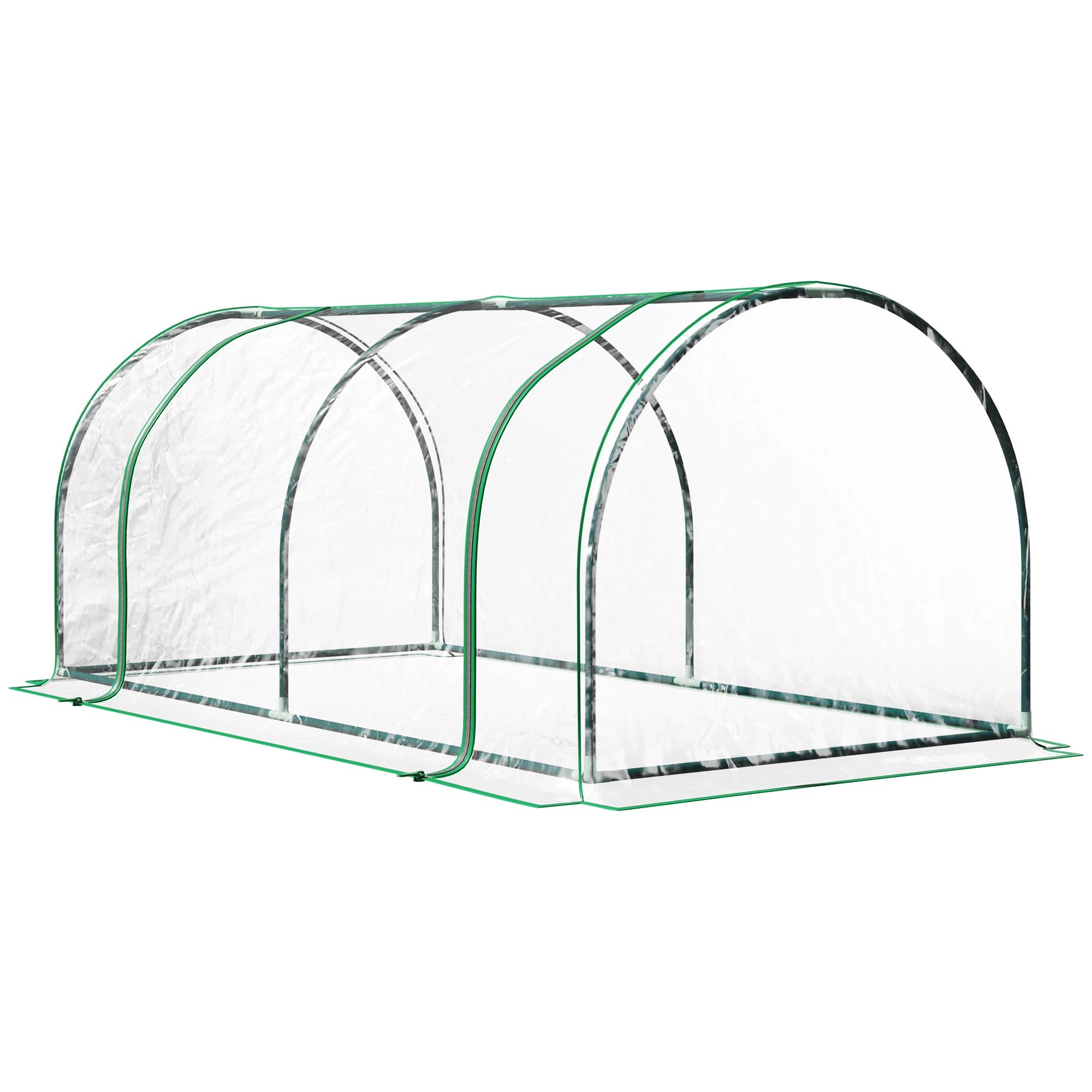 Tunnel Greenhouse with Steel Frame and Transparent PE Cover Roll-Up Zip Door for Garden Outdoor Growing