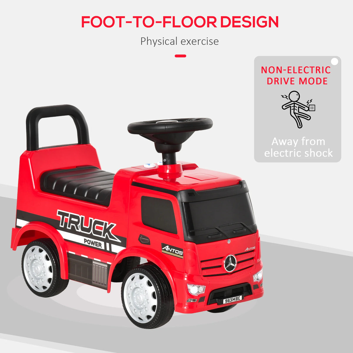 3-in-1 Ride On Car for Kids, Mercedes Truck Design with Storage, 12-36 Months