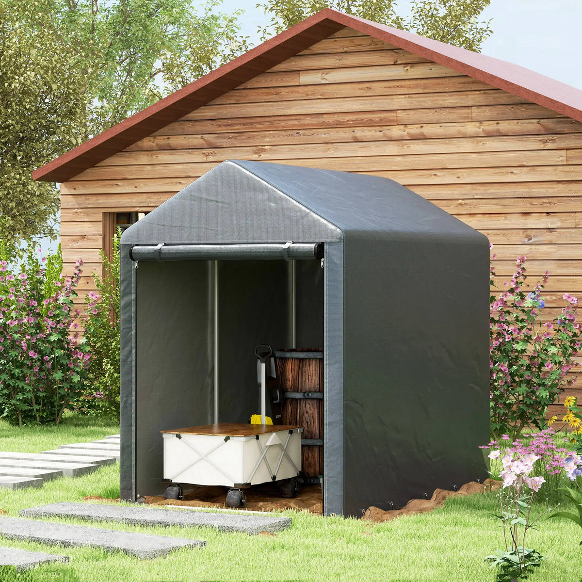 1.2 x 1.8m Portable Garden Storage Shed for Motorbikes, Garden Tools and Bikes