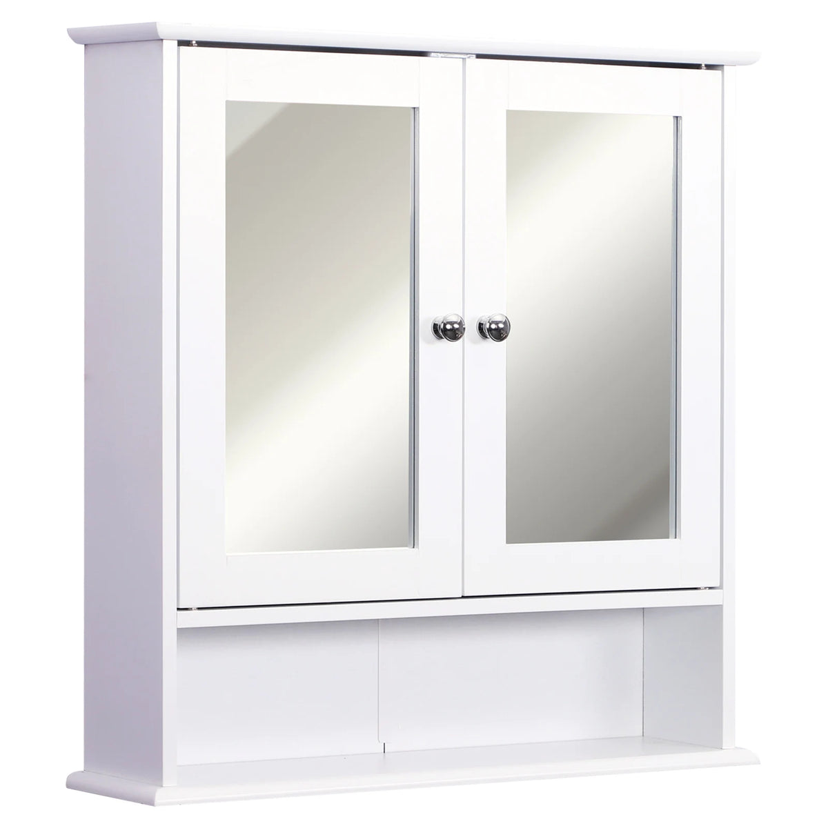 Wall-mounted Cabinet Mirror Door Bathroom Organiser, White