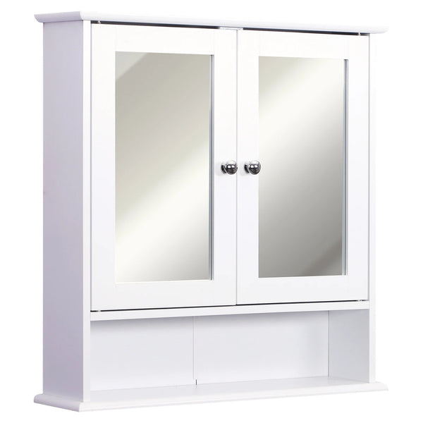 Wall-mounted Cabinet Mirror Door Bathroom Organiser, White