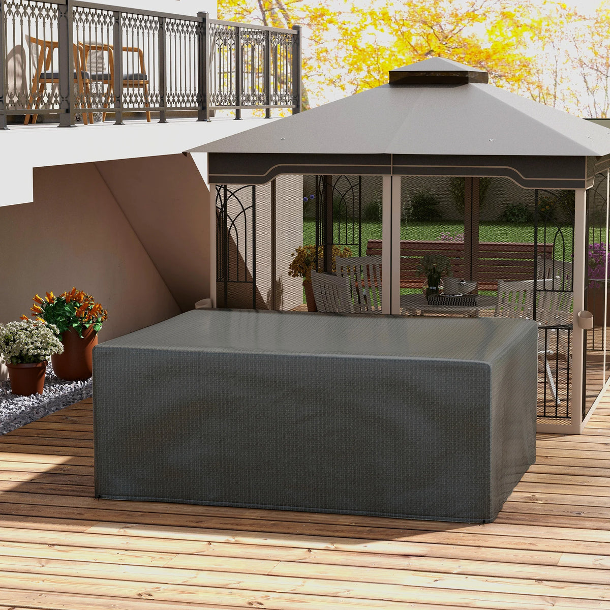 235 x 190 x 90cm Large Patio Set Cover, Outdoor Garden Furniture Cover - Grey