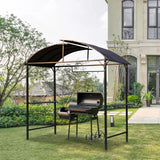 BBQ Gazebo Canopy Awning with Double Roof Ventilation Iron Mesh Shelves Bottle Opener and Hooks for Outdoor Grilling