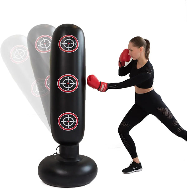 160cm Inflatable Punch Bag Free Standing Boxing Target with Numbered Zones for Kids Adults Training