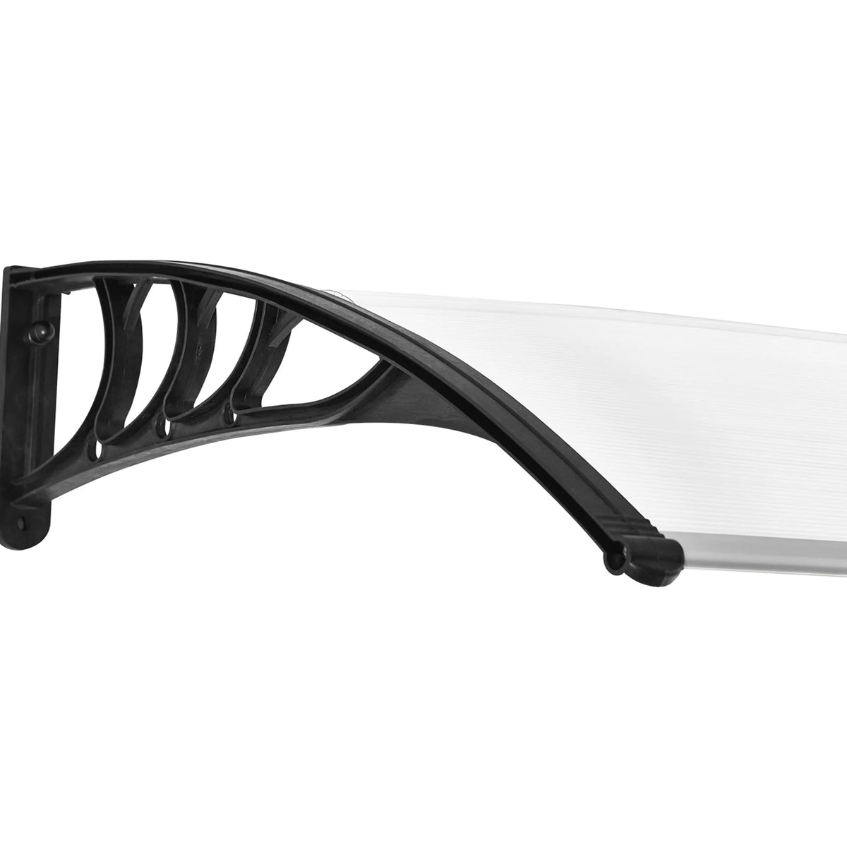 Curved Window Canopy, Aluminium Polycarbonate Awning, 120x75cm, White