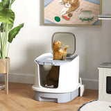 Hooded Cat Litter Box with Lid Top Exit Pull-Out Drawer Two Deodorisation Bags and Scoop for Cats under 5kg