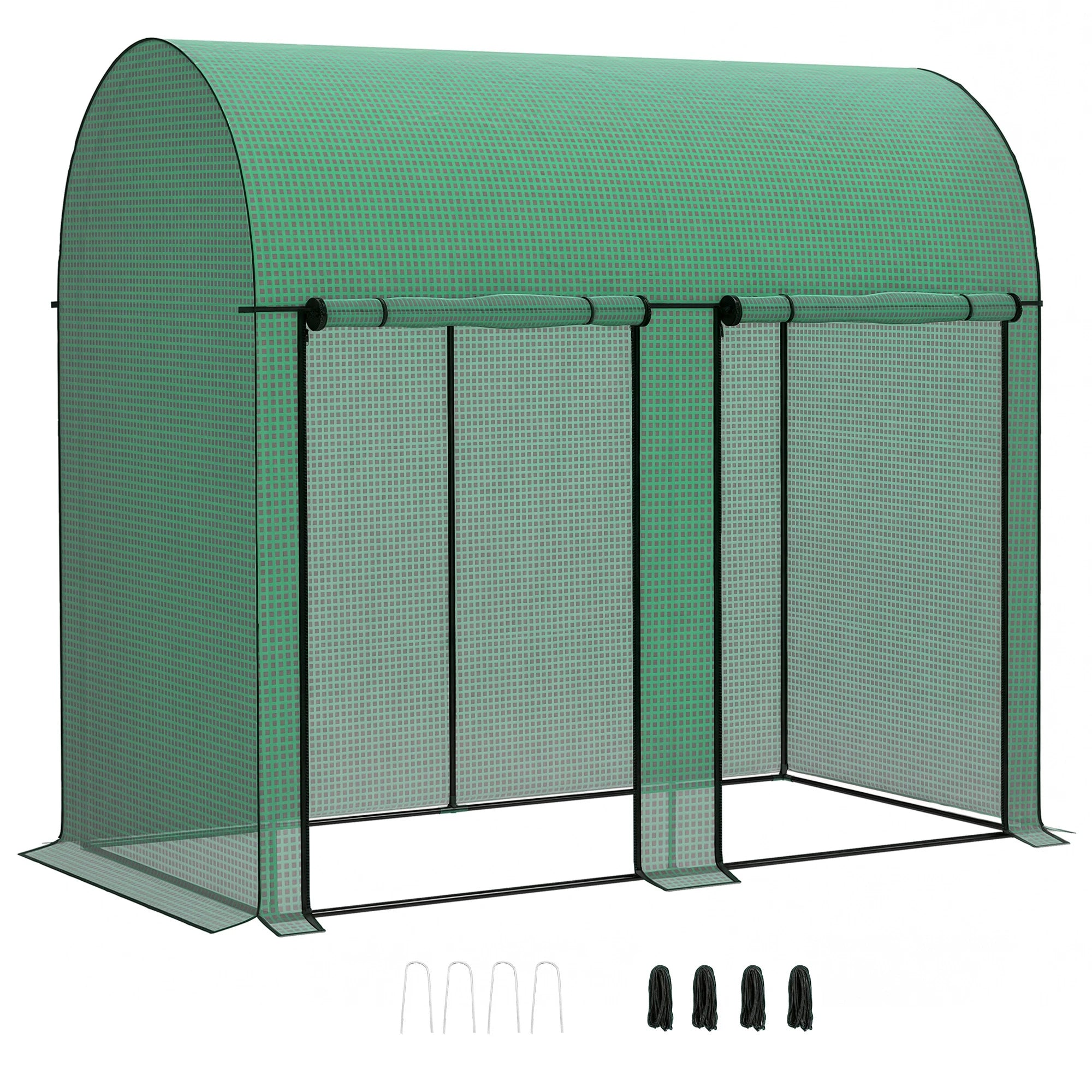 Walk-In Tomato Greenhouse with Arched Top, Roll-Up Doors and Reinforced Plastic Cover