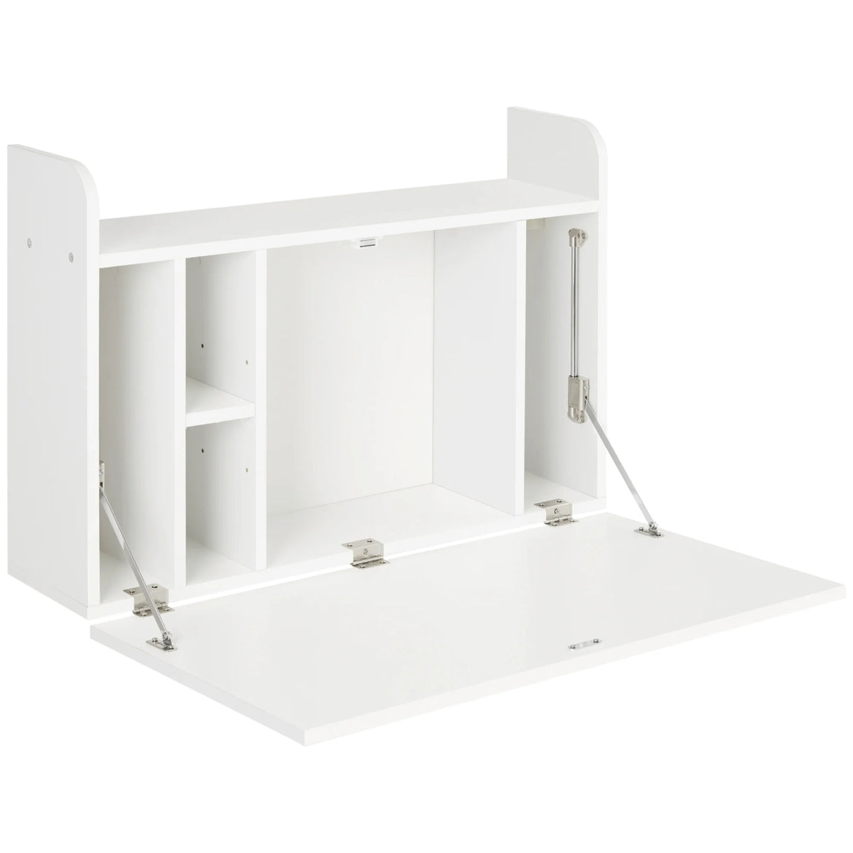 Wall-Mounted Drop-Leaf Desk with Storage Compartments, White