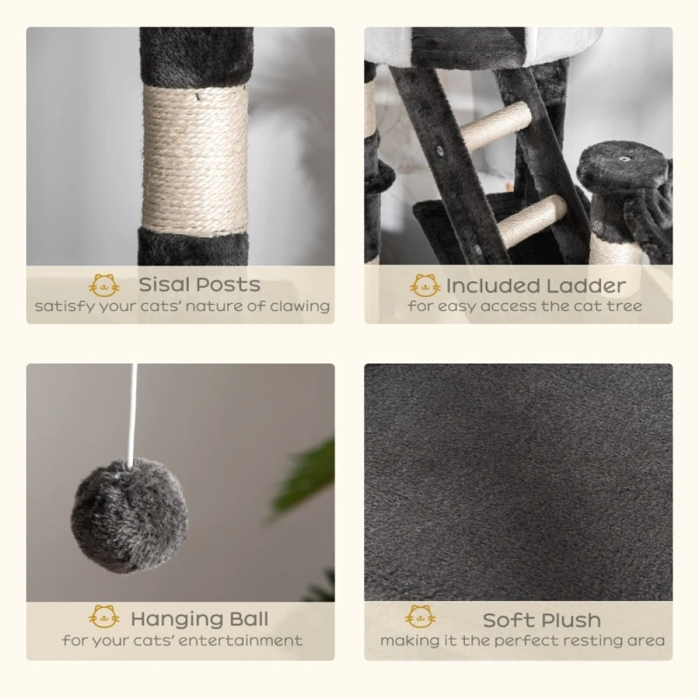 Floor to Ceiling Cat Tree 240-260cm Adjustable Sisal Wrapped Multi-Level White for Indoor Cats